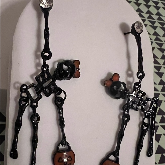 Halloween Dancing Skeleton Dangle Earrings - Picture 3 of 5
